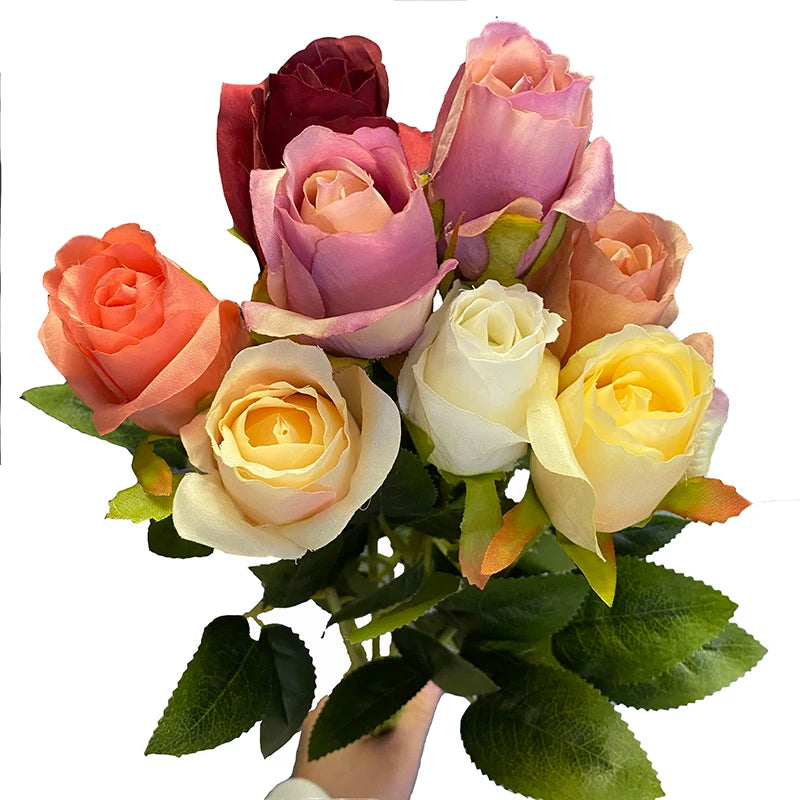 Golden Supplier Artificial Rose Silk Flowers Red Decorative Rose for Wedding Flower Wall