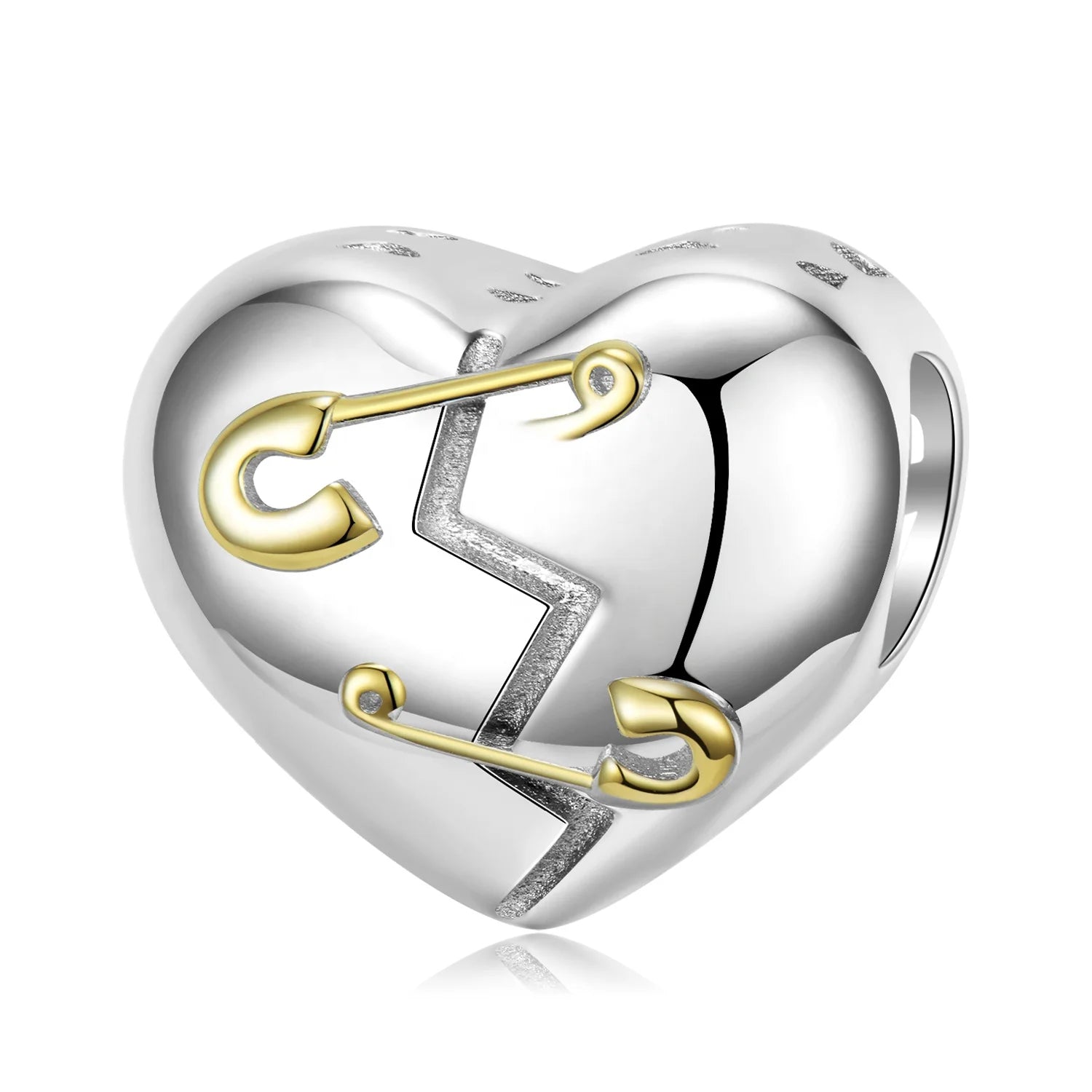 Pin and Torn Heart Silver Charms Authentic 925 Sterling Beads for Women Fine Jewelry Charm Bracelets Accessory Dropshipping