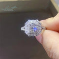 Silver 925 Original 1 Carat Brilliant Cut Diamond Test Past Sparkling D Color Moissanite Square Ring for Wedding Fine Jewelry