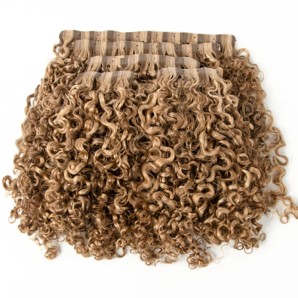 P4-16-27 Jerry Curly Seamless Clip in 7pcs Hair Extension 100% Remy Cambodian Clip Ins Human Hair Extensions Seamless