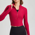 Women's Long Sleeve Crop Top Quick Dry Cropped Workout Shirts Half Zip Pullover Running Athletic Shirt Casual Ribbed Tops
