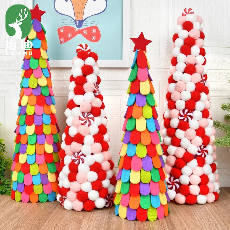 Rainbow Felt Cone Tree Tower Christmas Decorations Home Desktop Ornament for Shopping Mall Window Scene Layout Factory Wholesale MegaBDM