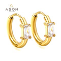 Factory Sale Classic New Design Stainless Steel Jewelry 18k Gold Plated  Geometry Elegant Square Zircon Hoop Earrings for Women