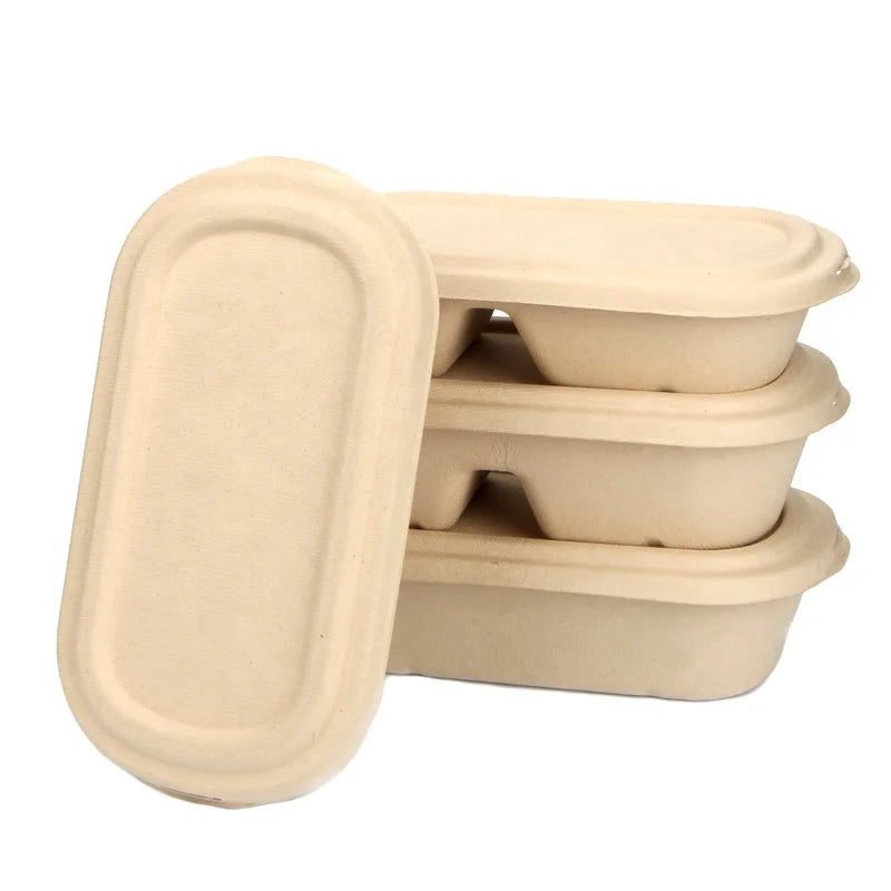Wholesale Custom Logo Lunch Biodegradable Sugarcane Bagasse Disposable Bowl Containers Bento Box Modern Luxury Carton Packed for