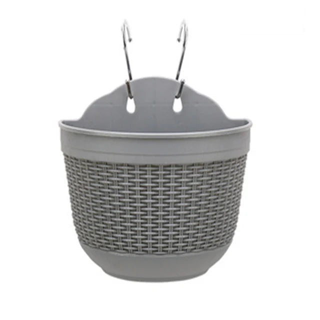Vertical Wall Mount  Flower BasketHanging Flower Plant Pots Half Round Plant Holders With S Hooks  for Fence Balcony or Rails