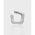 S925 Sterling Silver Square Ear Cuff Earrings Geometric Irregular Designer Clip on Earrings Texture Fine Jewelry Earrings Women