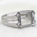 Sterling Silver 9*9mm Semi Mount Men's Ring Frame Empty Blank Claw Setting S925 Base Holder Without Center Stone for DIY Inlay