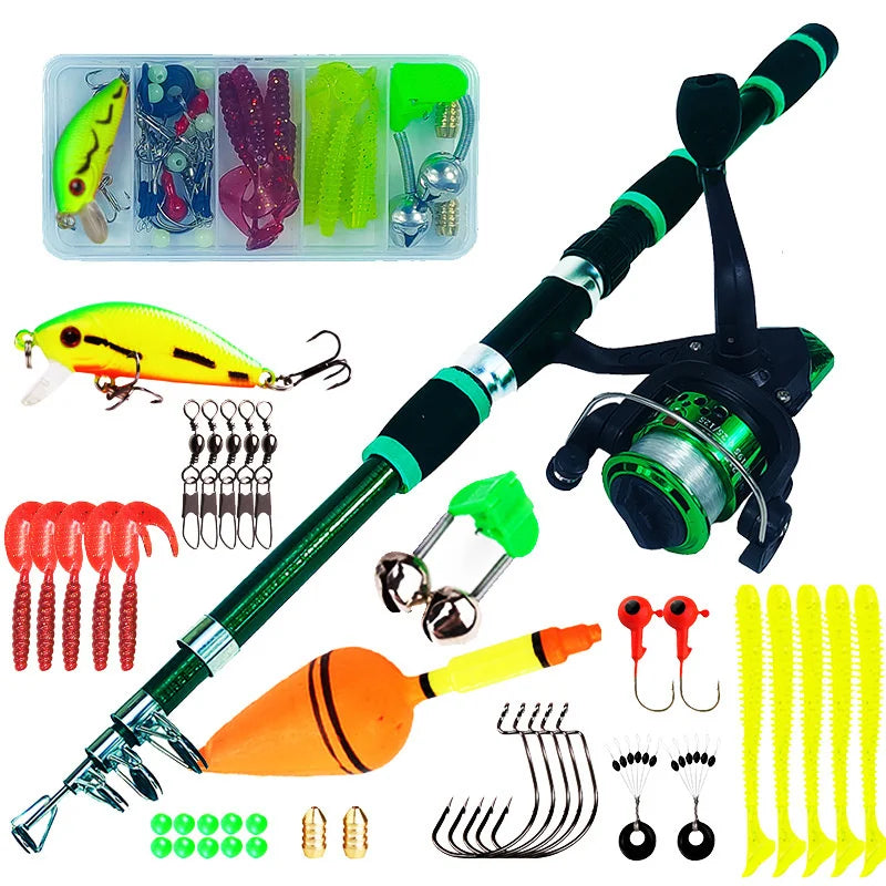 YOUME Spinning Fishing Rod Reel Combo1.8M Telescopic Rod with Fishing Reel 5.21 3BB Max Drag 5kg Full Fishing Kit MegaBDM