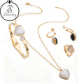 Heart Necklace Gold Plated With Stone Bracelets Earring for Women Heart Jewelry Set for Wedding