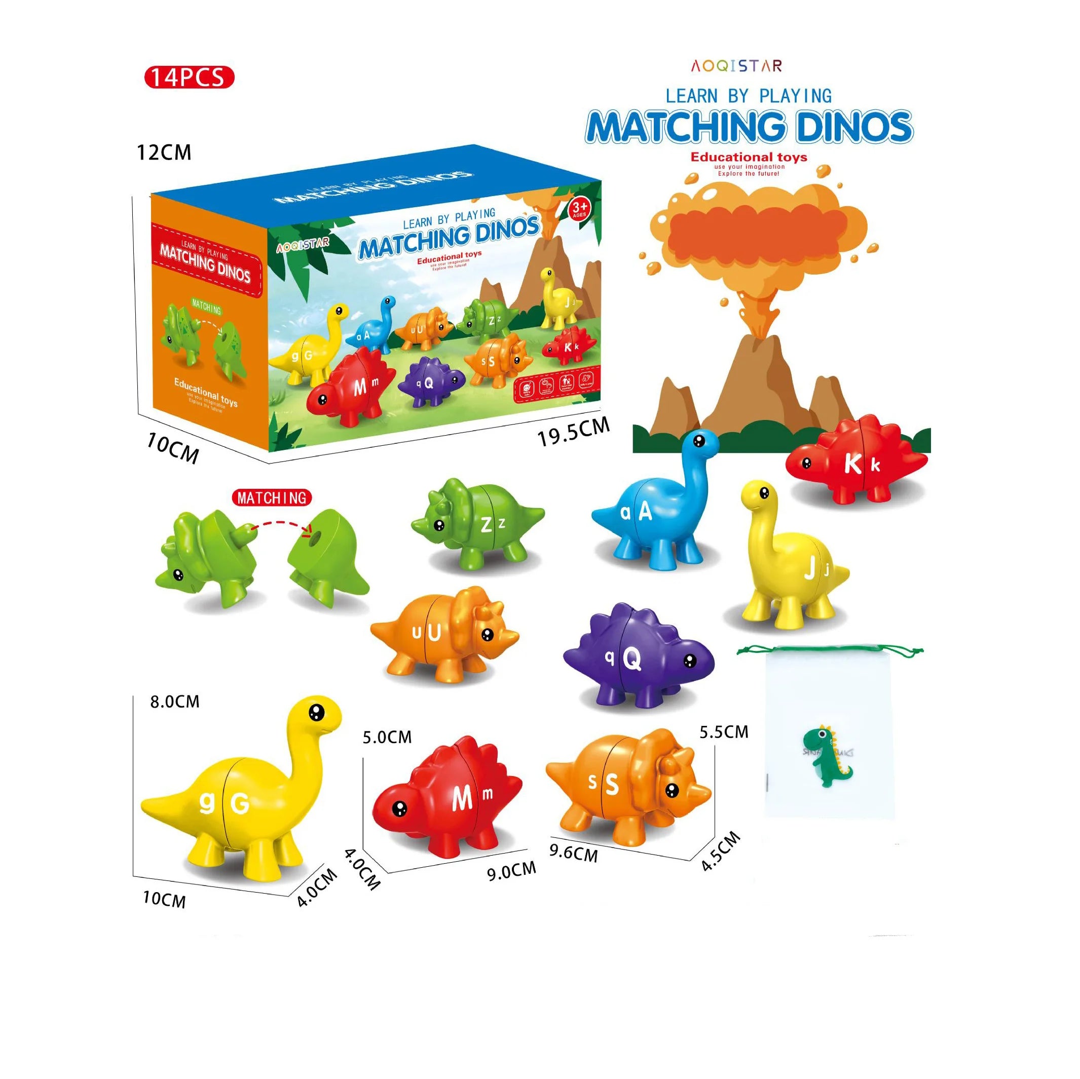 26 Alphabet Dino Matching Game Toys Toddlers Preschool Learning Educational Toys ABCD Toys Alphabet Matching Letter Game