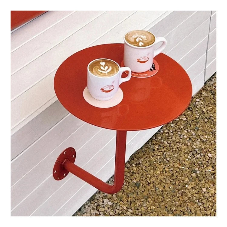 Simple Modern Library Wall-mounted Small Table Red Small Round Table Coffee Shop Wall-mounted Table