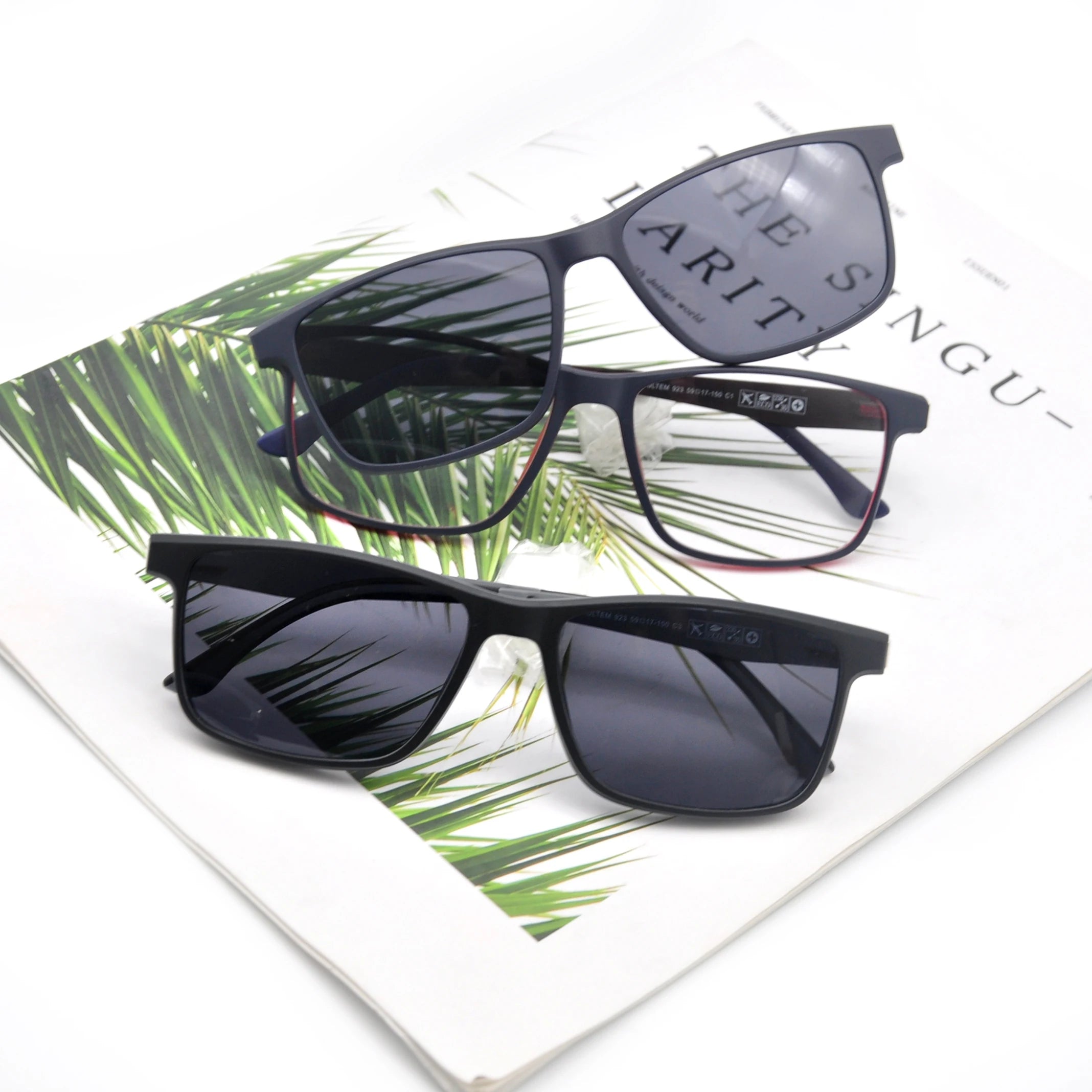 HIGO EYEWEAR Fashion Vintage Square Ultem Clip-On UV400 Protection Sunglasses Model 923 for Men Outdoor & Indoor Use