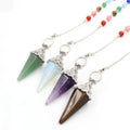 Natural Crystal Chakra Pyramid Pendulum Chain Pendant Energy Power Reiki Healing Amulet Gift