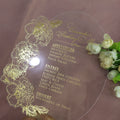 Creative Floral Clear Acrylic Wedding Menus Card Designs for Party