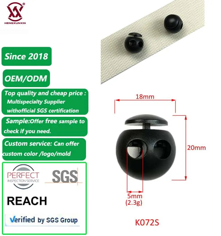 Plastic Cord Lock End Toggle Double Hole Spring Stopper Fastener Slider Toggles End for Garment Accessories