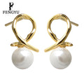 Fashion Pearl Earrings for Women Knotted Design Small Dainty Stud 925 Sterling Silver Jewelry Custom Wholesale