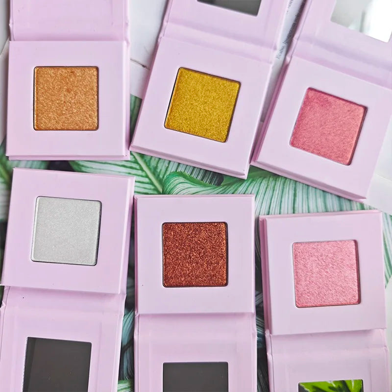 OEM 16 Color Waterproof Makeup pink Package Gold Shimmer Bronzer Pressed Powder High Pigment Single Highlighter Palette