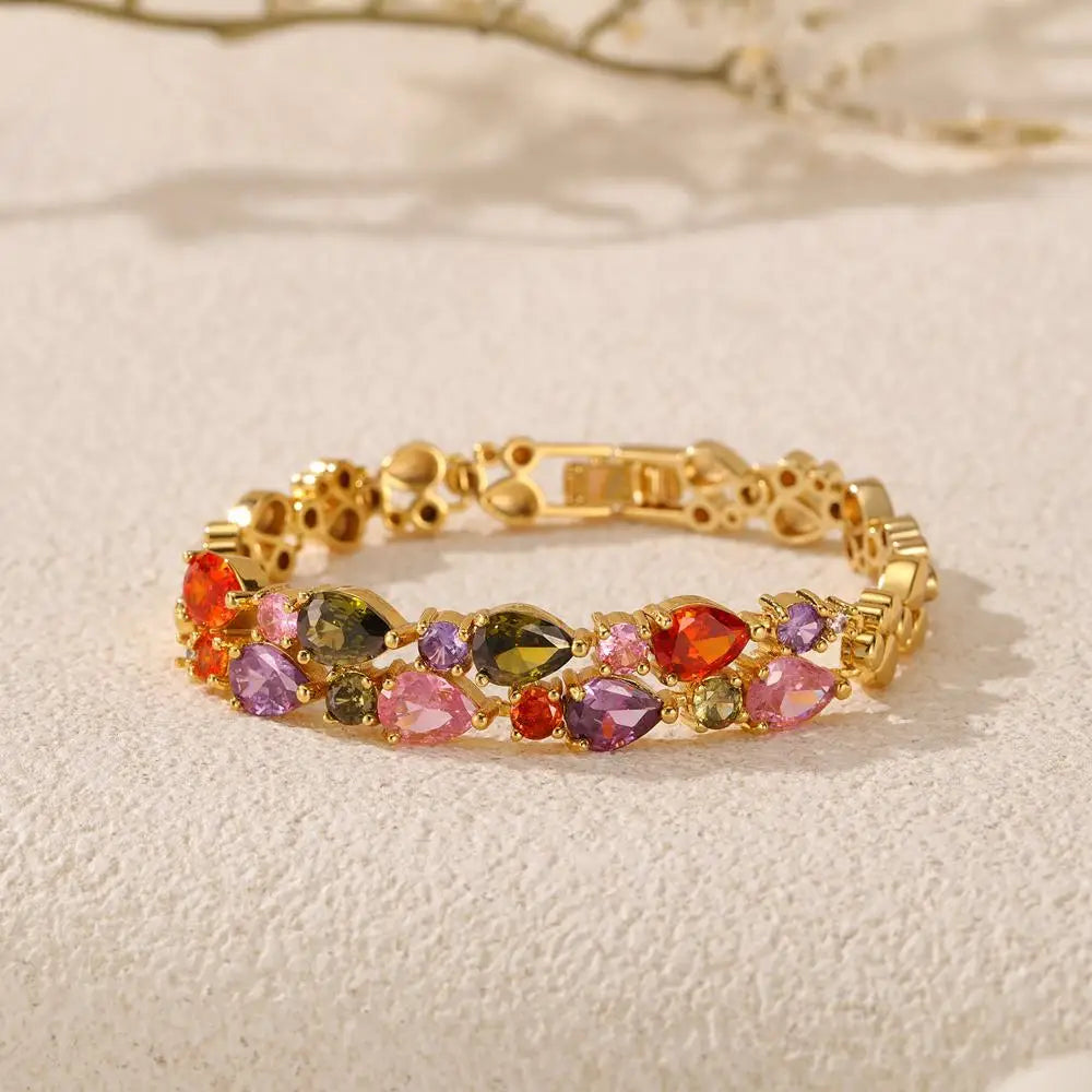 Custom Waterproof Summer Gold Plated Non-Tarnished Brass Water Drop Trendy Link Bracelets for Women Fashion Chain