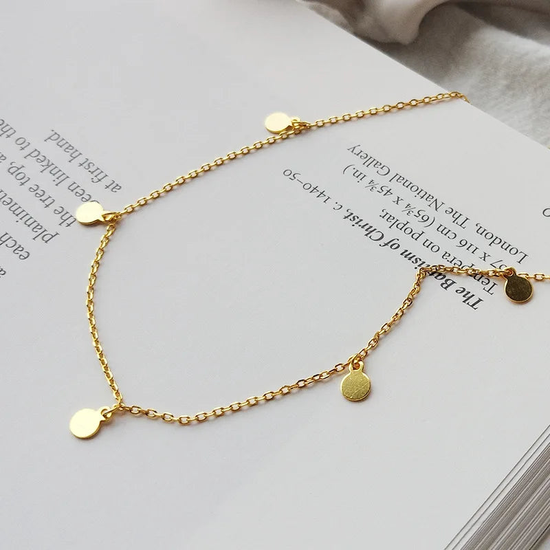Daidan Necklace Minimalist Bijoux 18K Gold Chain Disc Silver Jewelry 925 Sterling Choker Necklaces