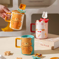 Promotion Stylish Multi-Shaped Beer Rabbit Design Duck Cartoon Creative Ceramic Coffee Mug With Spoon Handgrip