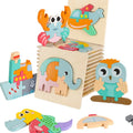 Wholesale 3D Cartoon Wooden Jigsaw Puzzle Kids Educational Toys PVC Animal Self-Assembly EN71 Certified