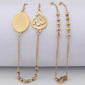 Stainless Steel Muslim Arabic Printed Pendant Necklace Long Chain Beads Rosary Necklace Koran Jewelry