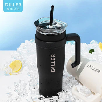 Large Capacity Stainless Steel Insulated Tumbler with Handle and Straw Custom Logo Water Bottle for Travel