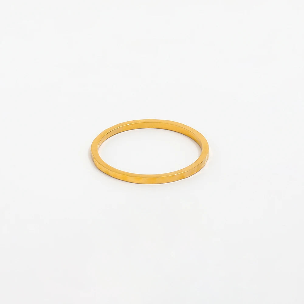 Joolim Jewelry Wholesale 18K Gold Plated Hammered Dainty Stainless Steel Rings for Women Rings