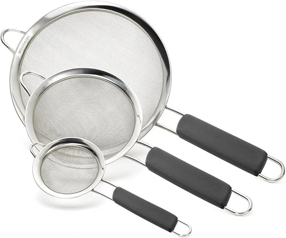 Stainless Steel Fine Mesh Strainers Micron Frying Filter Strainers with Comfortable Non Slip Handles