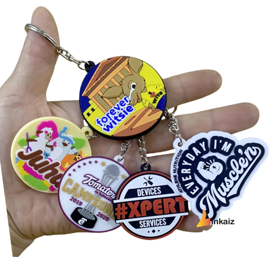Leather Acrylic Key Chain Custom Pvc Rubber  Keychain  Round Keyring