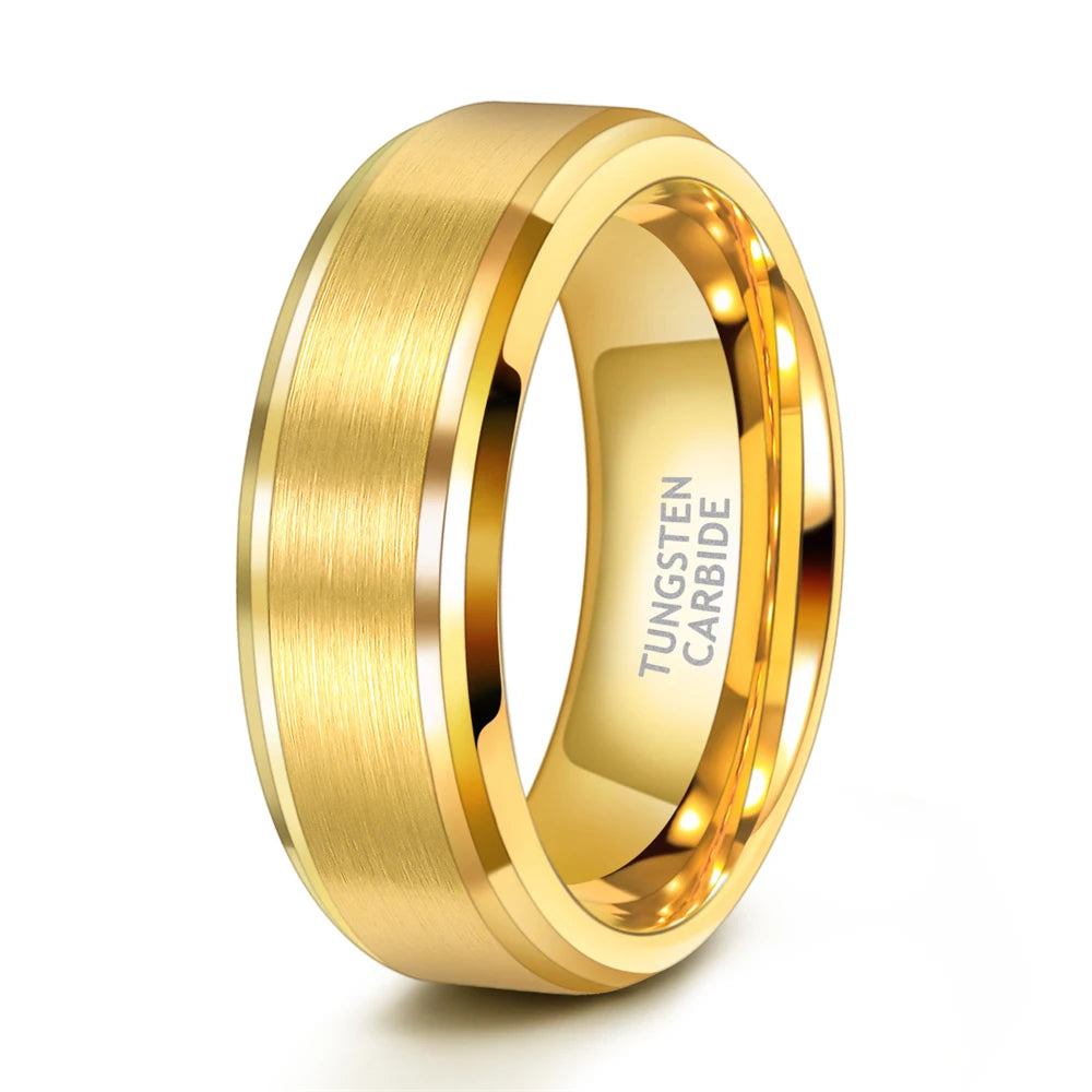 OAHLAN Fashion Jewelry 6mm/8mm Customized Gold Plated Brushed Tungsten Carbide Rings for Men Women Wedding Engagement Wholesale