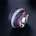 SENYU Fashion Twist Ring Paved Cubic Zirconia Charm Spiral Twine Interlaced Design GoldSilver Plated Women Ring for Party Gifts