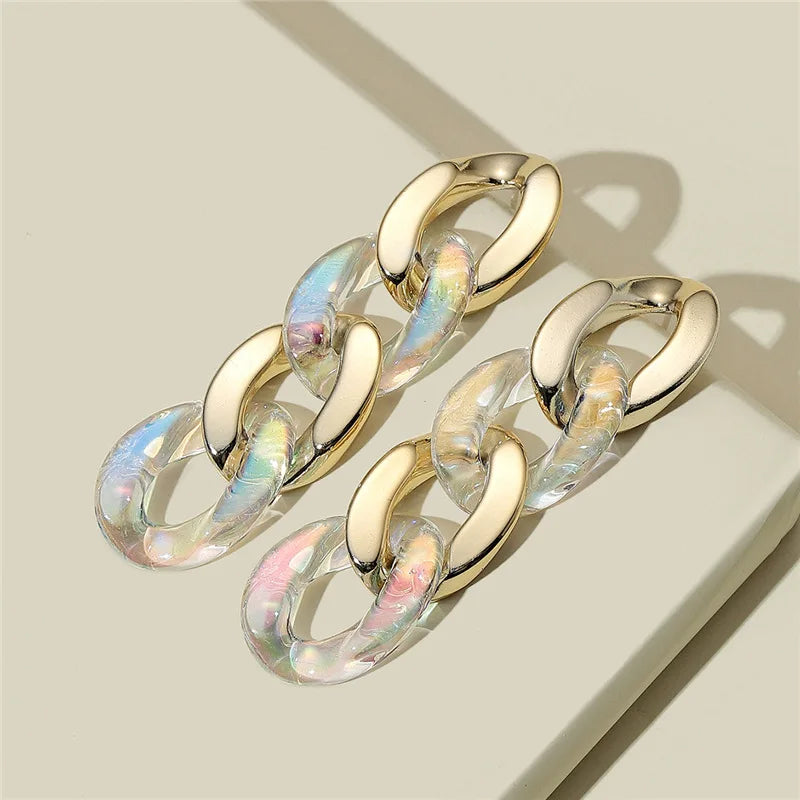 2022 New Womens Trendy Chain Geometric Earrings Vintage Bohemin Acrylic Blanks Earings