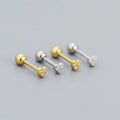SP Wholesale Girls Fashion Stud Jewelry 925 Sterling Silver 18K Gold Plated Zircon Heart Stud Earrings Screw Backs for Kids