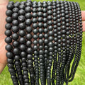 Natural Black Lava Beads Gemstone Round Loose Beads for Jewelry Making with Crystal Stretch Cord 4/6/8/10/12/14/16/18/20MM