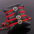 New Design CZ Pave Yoga Charm Red Cord Knot Woven Braided Lucky Friendship Bracelet Women