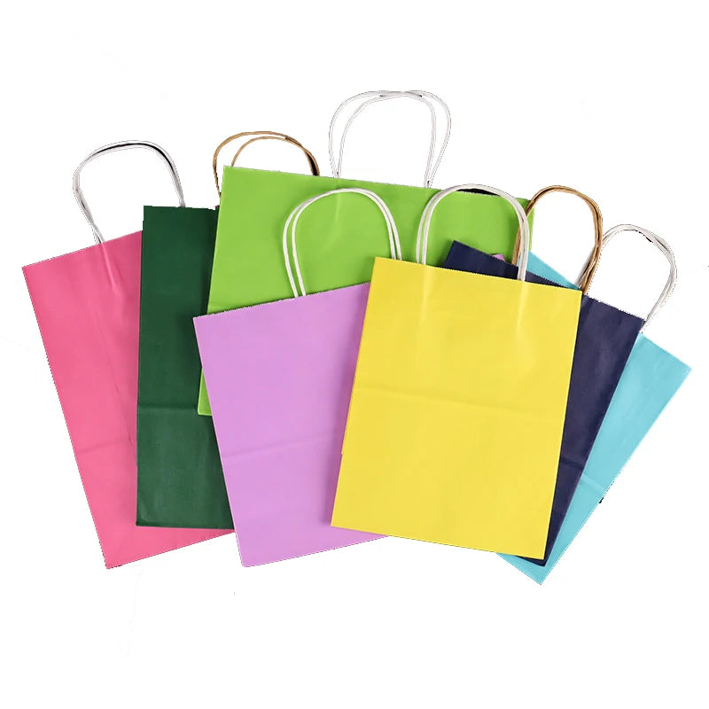 Custom Printed Paper Gift Biodegradable Gift Shopping Bags With Handle Packaging Brown Kraft Paper Bag for Clothing Clothes