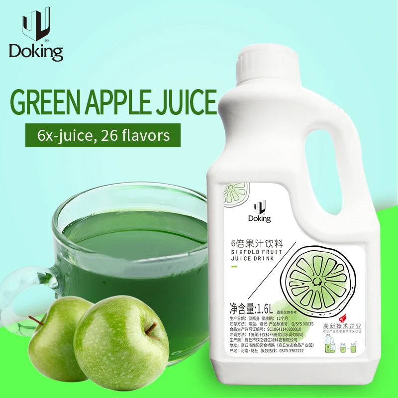 Doking Hot Selling 6 Times Concentrate Green apple Syrup for Fruit Drinks Sixfold Green apple Fruit Juice Drink