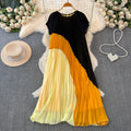Boutique Wholesale 2026 Summer Loose Fit Slimming Patchwork Contrasting Color Temperament Women's Dress