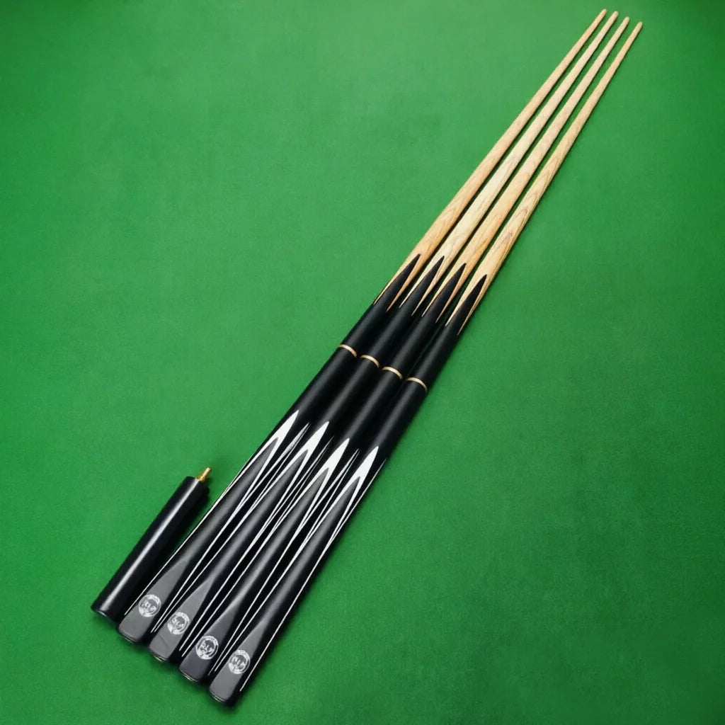 Handmade SLP 3/4-pc 57inch 9mm/10mm Tip Ash Wood Shaft Ebony Butt with Decal Billiard Snooker Cue with Mini Extension