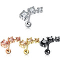 316l Surgical Steel Flower Ear Studs Cartilage Earrings Tragus Helix Piercings 16G Crystal Ear Studs Lip Rings Piercing Jewelry