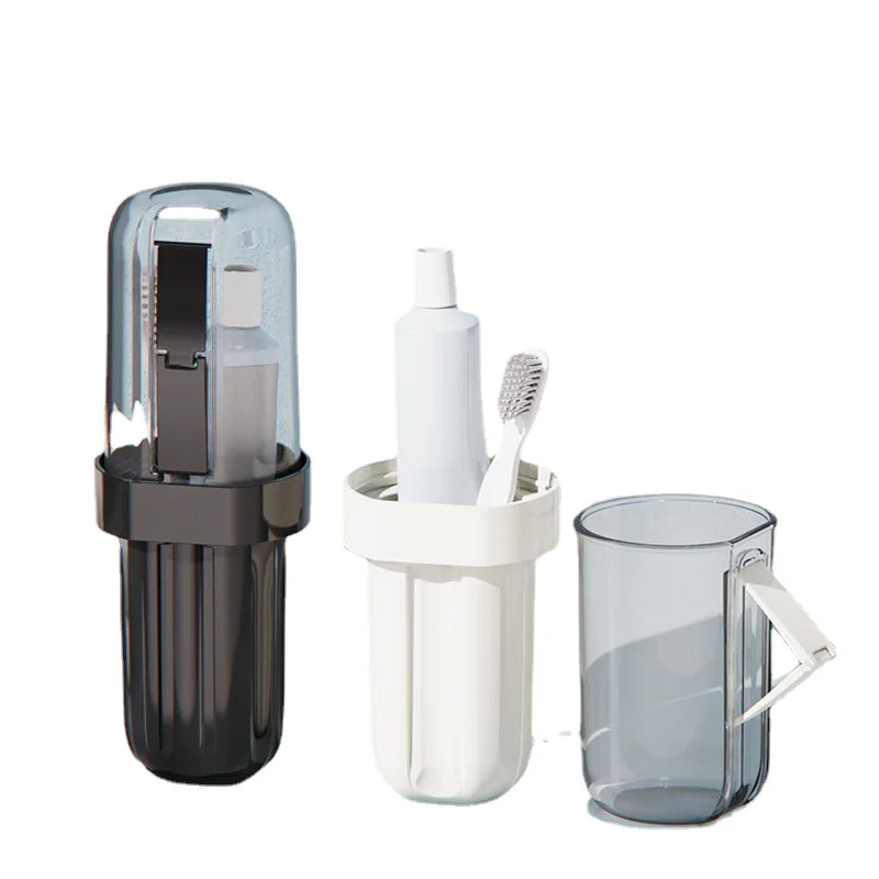 Portable Plastic Tube Toothpaste Storage Box with Handle Travel Toothbrush Cup and Ointment Cup