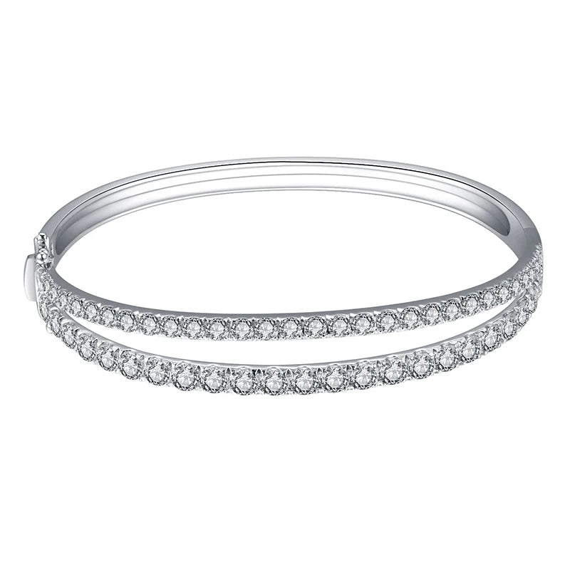 MSB-466 14k White Gold Fashion Jewelry Half Eternity Lab Grown Diamond Bracelet