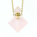 Hongzhuo Fashion square Shape Natural Rose Quartz Gemstone Perfume Bottle Pendant Purple Healing Crystal Pendant Jewelry