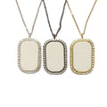 RubySub SL-07 Bling Rhinestones Dog Tag Pendant Sublimation Necklace Jewelry Blanks