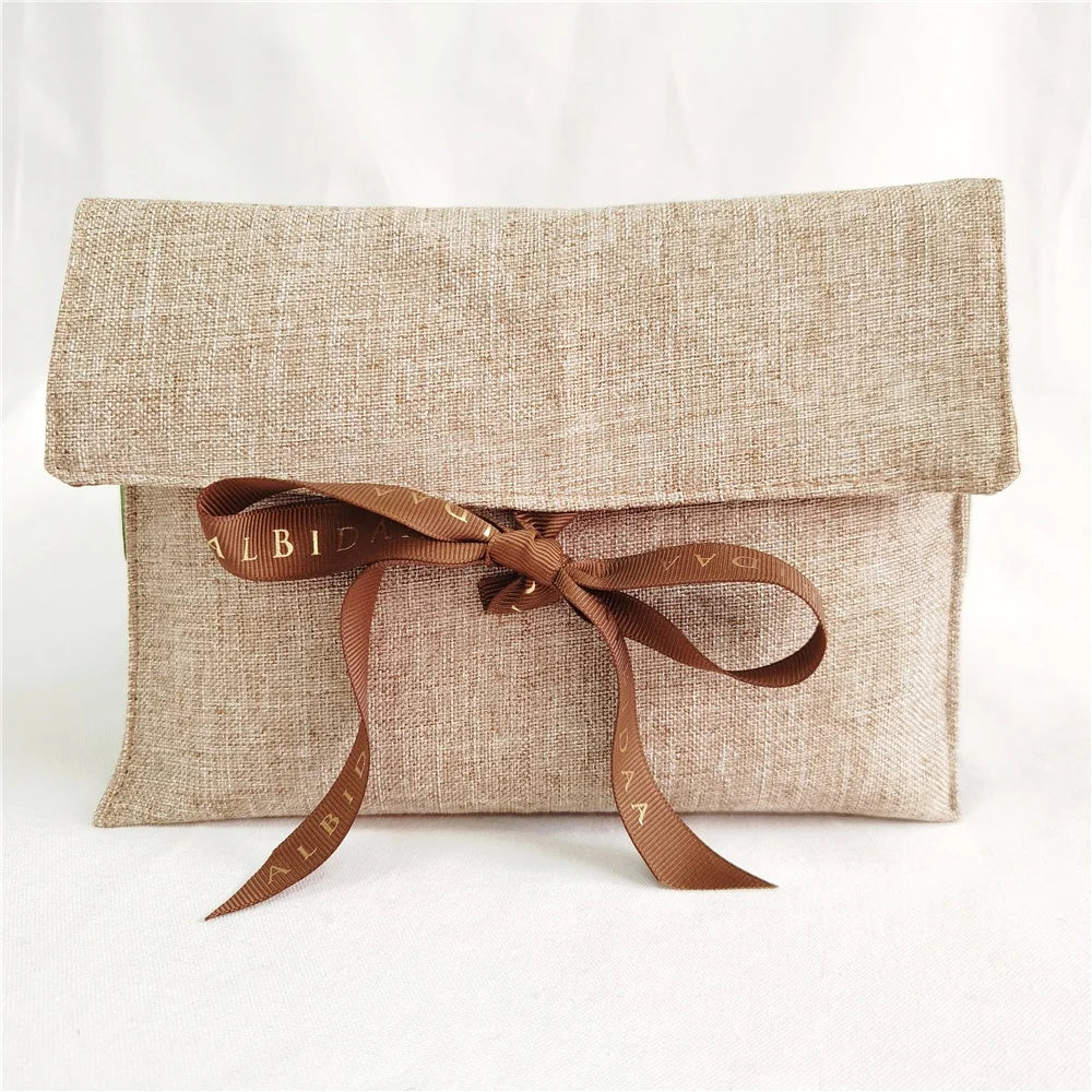 Chuanghua BSCI Recyclable Jute Hemp Envelope Gift Jewelry Packaging Dust Bag Luxury Logo Ribbon Pouch Customizable Shoe