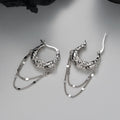 Chic Style 925 Sterling Silver Earrings Irregular Lava Texture Stud Earrings with Feminine Tassel Trendy Fashionable Stylish