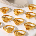 Engraved Star Sign Ring Astrology Symbol Signet Zodiac Sign Ring Horoscope Jewelry Stainless Steel Tarnish Free 18k Gold