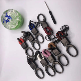 Metal Head Woven Leather Rope Key Rings Accessories Car Bag Pendant Car Leather Key Chains Horseshoe Buckle Woven Rope Keychain