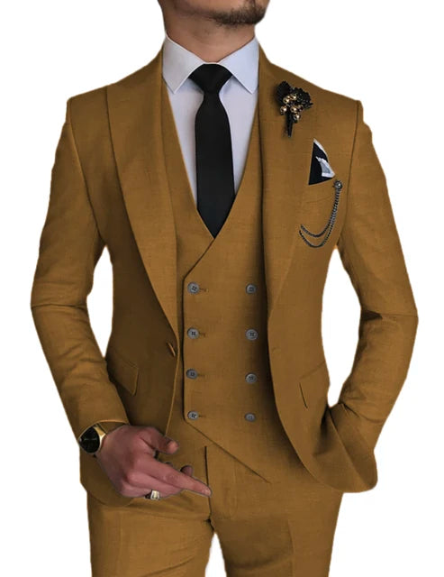Black Business Men Suits Costume Homme Tuxedo Terno Masculino Prom Wedding Groom Man Blazer  Jacket Pant Vest
